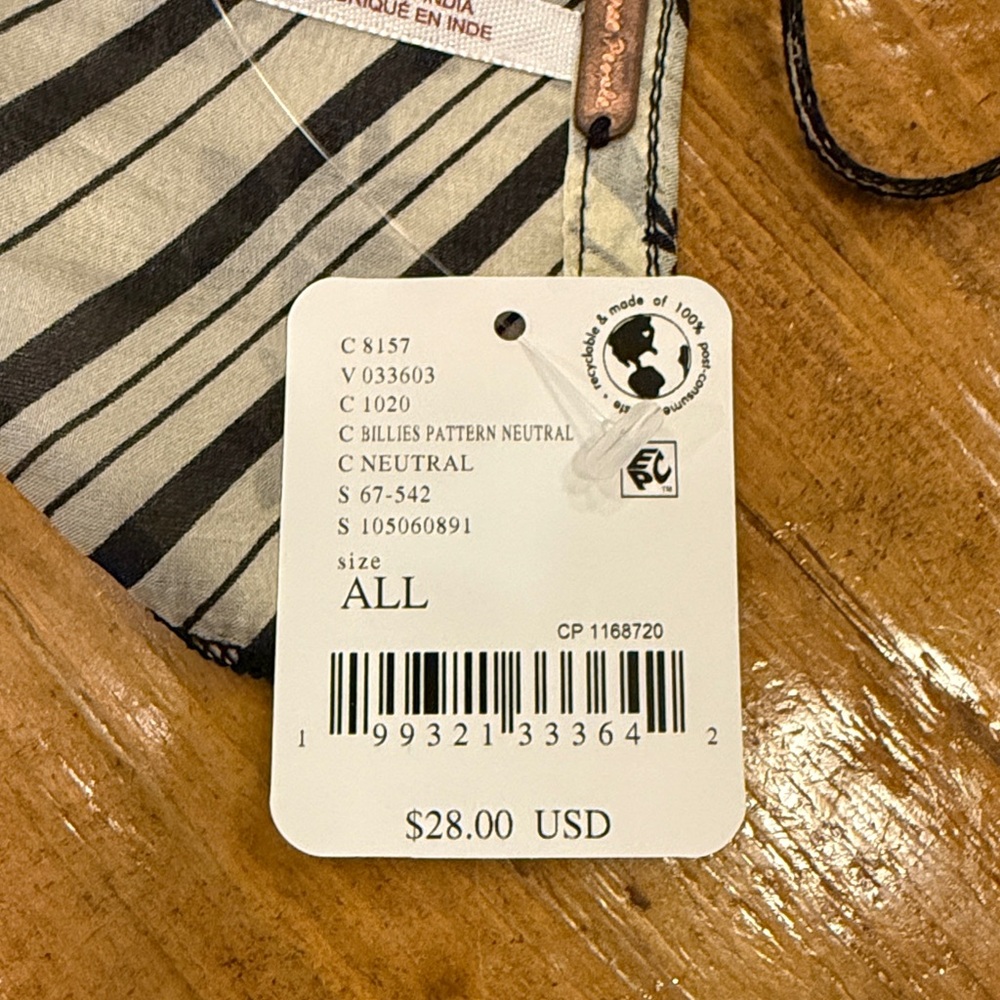 Free People Floral Cream and Black Scarf - Picture 3 of 3